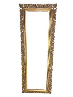 Vintage 49.5 X 18  Gold Ornate Full Length Hollywood Regency Syroco Wall Mirror
